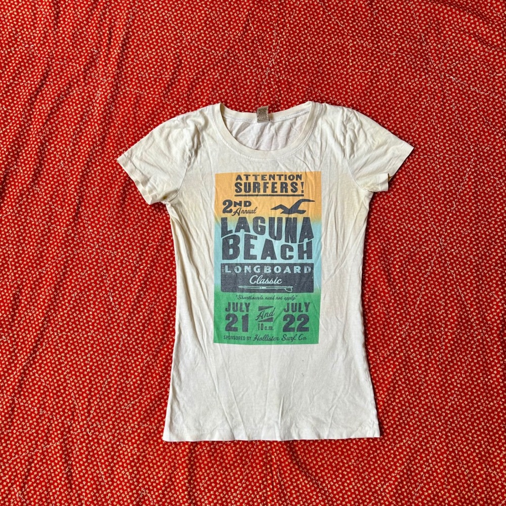 Hollister Laguna Beach Longboard Classic Graphic Tee White Small